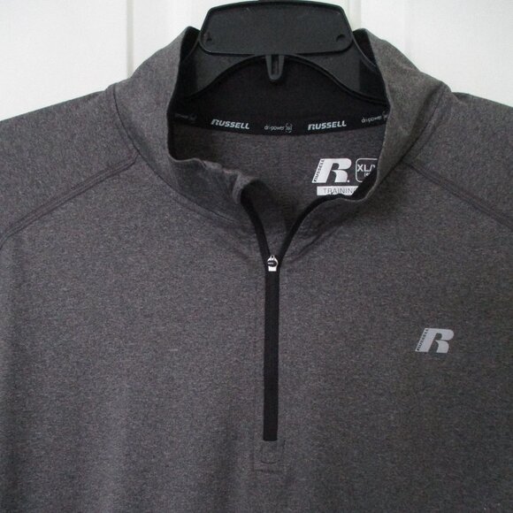 Russell dri-power 360 Mens L/S Gray Stretch 1/4 Zip Active Runner Top NWOT - XL - Picture 1 of 4